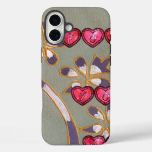 For You From Me: Beautiful Floral Hearts Design iPhone 16 Plus Case