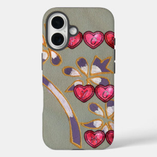 For You From Me: Beautiful Floral Hearts Design iPhone 16 Case
