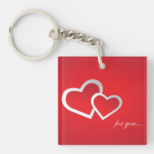 For You Valentine's Day Hearts Design-21987 Keychain