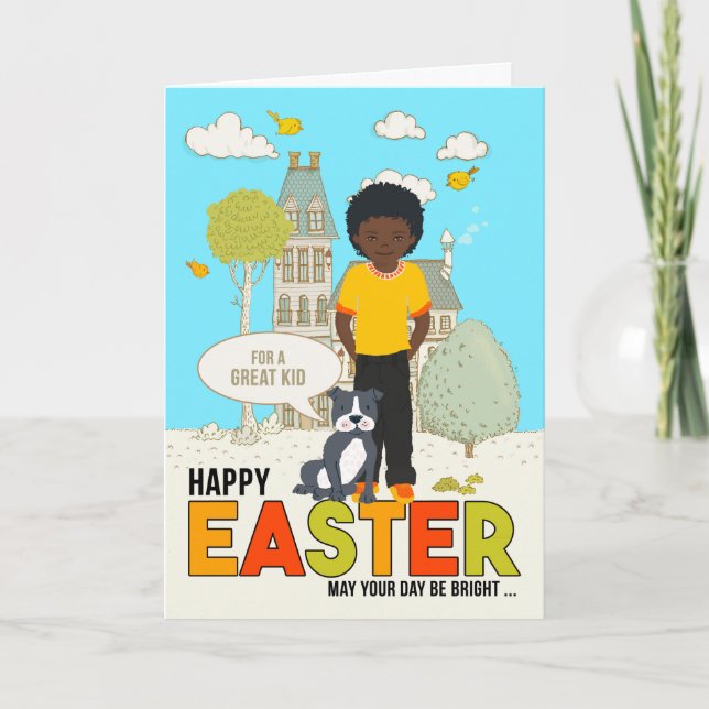 for Young Child African American Boy Easter Card (Front)