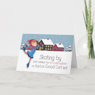 for Young Goddaughter Winter Ice Skater Holiday Card