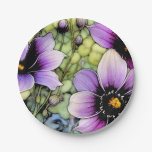 Foral Cosmos Paper Plate