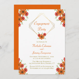 Foral Engagement Party Orange Fall Country Autumn Invitation
