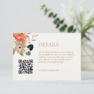 Foral Watercolor Wedding Finer Details QR code  Enclosure Card