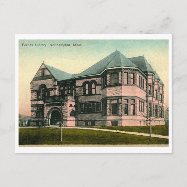 Forbes Library, Northampton MA Vintage Postcard (Front)