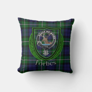Forbes Scottish Clan Tartan & Crest Throw Pillow