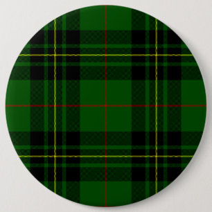 Forbes tartan green black plaid 6 inch round button