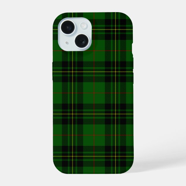 Forbes tartan green black plaid iPhone 15 case (Back)