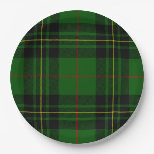 Forbes tartan green black plaid paper plate