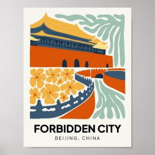 Forbidden City Beijing China travel floral art Poster