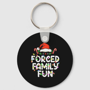 Forced Family Fun Christmas Pajamas Funny Keychain