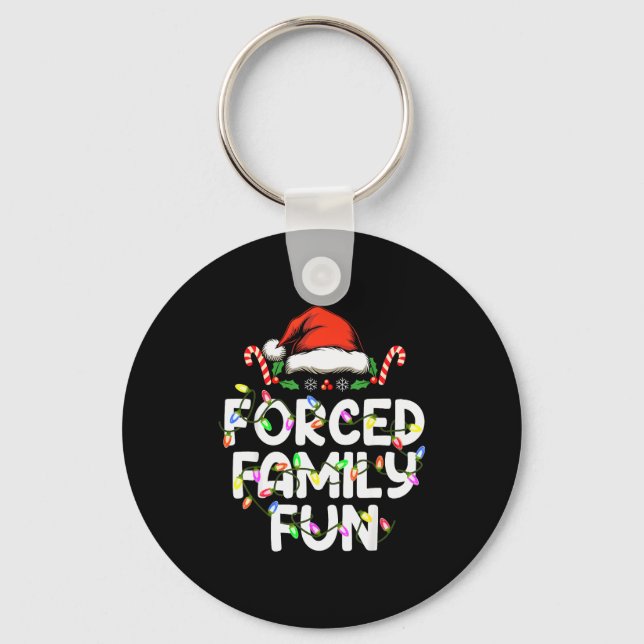 Forced Family Fun Christmas Pyjamas Funny  Keychain (Front)
