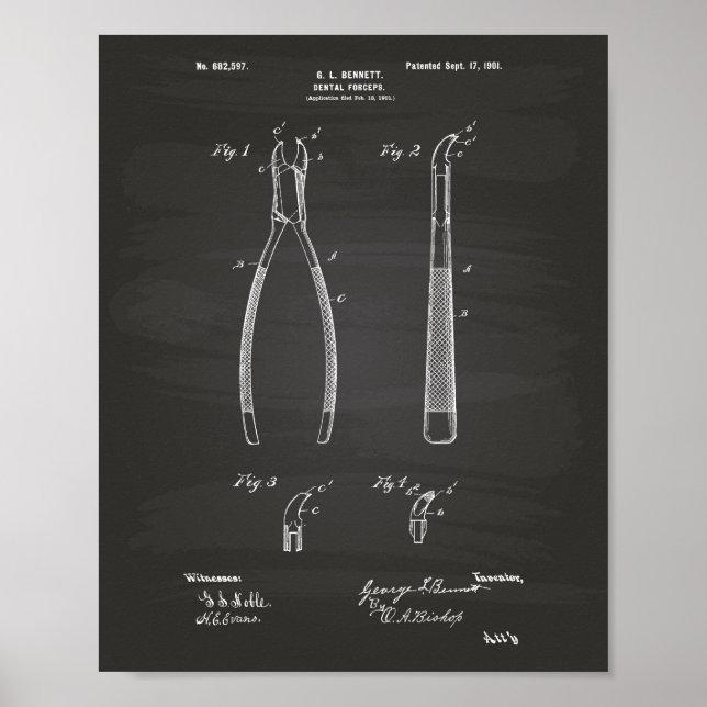 Forceps dentaires 1901 Tableau de bord de l'art br (Devant)