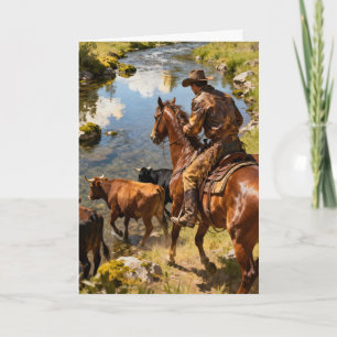 Fording the Stream Father's Day Holiday Card