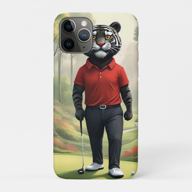 "Fore! A Black Tiger Playing Golf in the Woods" Case-Mate iPhone Case (Back)