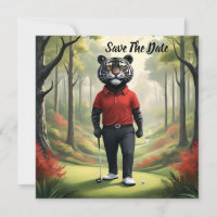 "Fore! A Black Tiger Playing Golf in the Woods"
