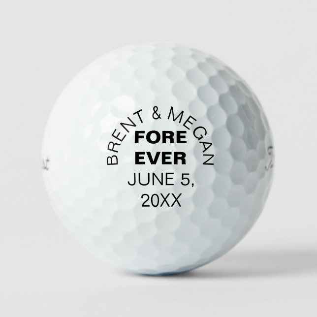 Fore Ever Custom Golf Ball Wedding Wedding Party (Front)