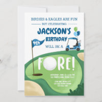 FORE Golf Boy Fourth Birthday Par-Tee Golfing Four
