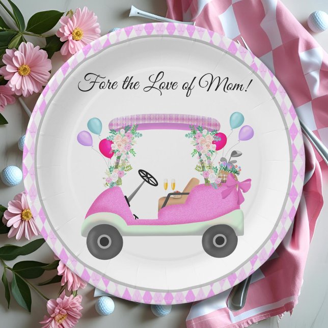 Fore the Love of Mom Mother's Day Golf Brunch Paper Plate (Creator Uploaded)