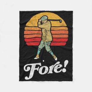 Fore! Vintage Golf Swing Retro Style Golfer Fleece Blanket