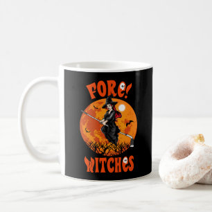Fore! Witches Golf Stick Witch Riding Halloween Coffee Mug