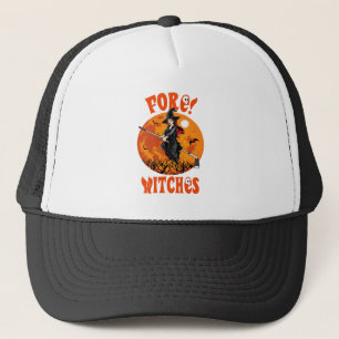 Fore! Witches Golf Stick Witch Riding Halloween Trucker Hat