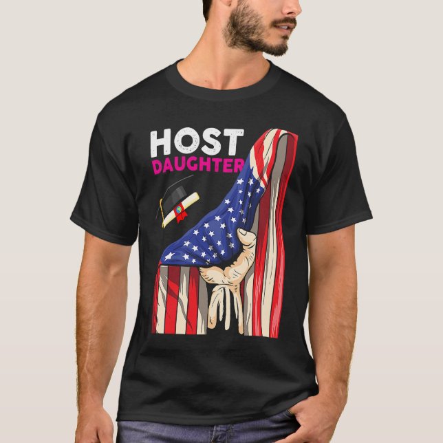 Foreign Host Family Daughter Flag Hand Exchange St T-Shirt (Front)