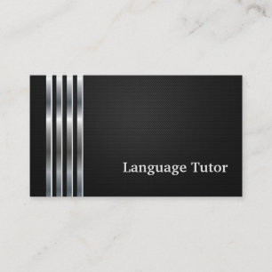Foreign Language Tutor Professional Black Silver Business Card