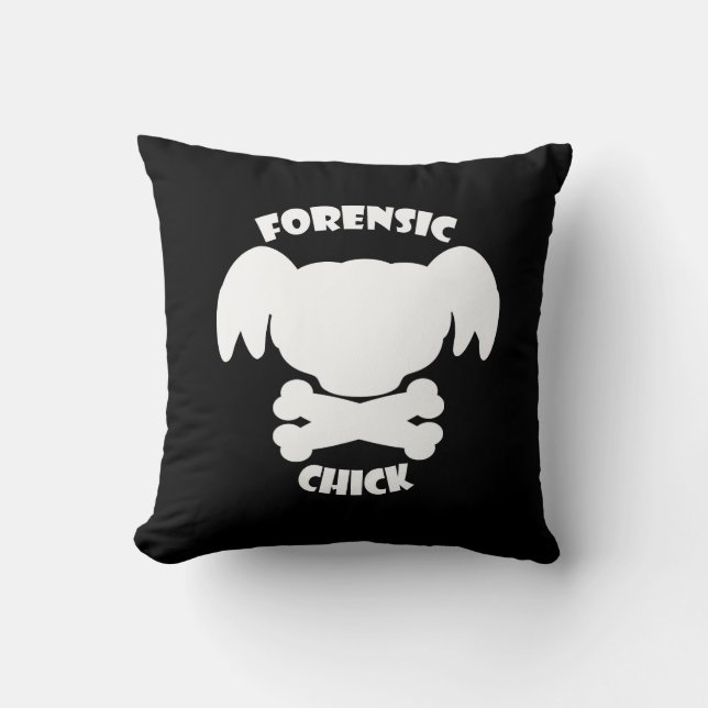 Forensic Chick Throw Pillow (Front)
