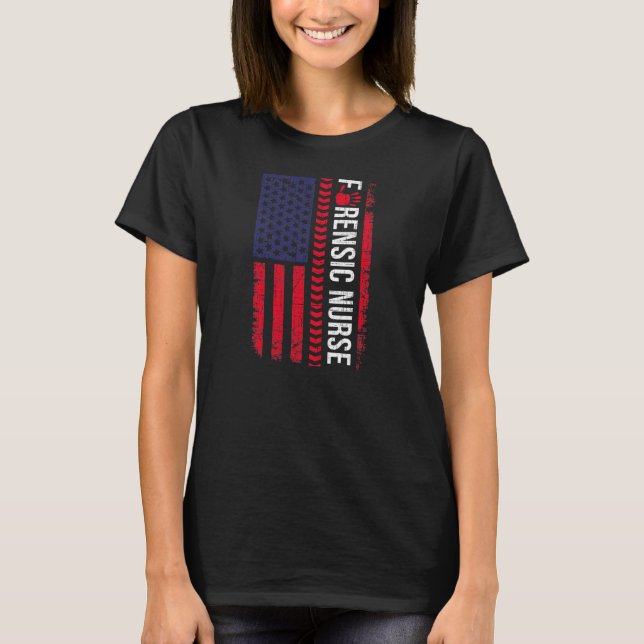 Forensic Nurse Flag Forensics Science T-Shirt (Front)