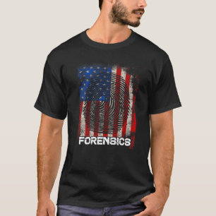 Forensics Flag Usa Fingerprint Science Pathologist T-Shirt