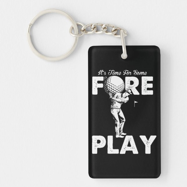 Foreplay Innuendo Funny Golf Adult Humour Keychain (Front)