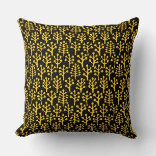 Forest 230823 - Amber on Black Throw Pillow