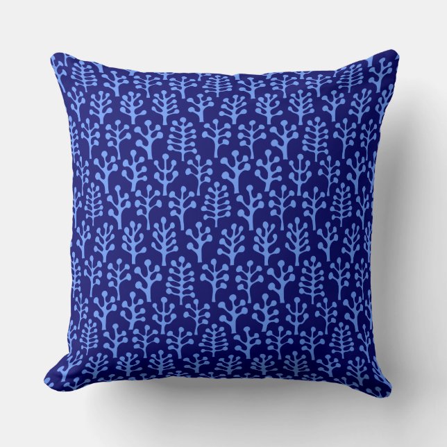 Forest 230823 - Baby Blue on Deep Navy Throw Pillow (Front)