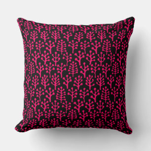 Forest 230823 - Neon Red on Black Throw Pillow