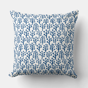 Forest 230823 - Shibori Blue on White Throw Pillow