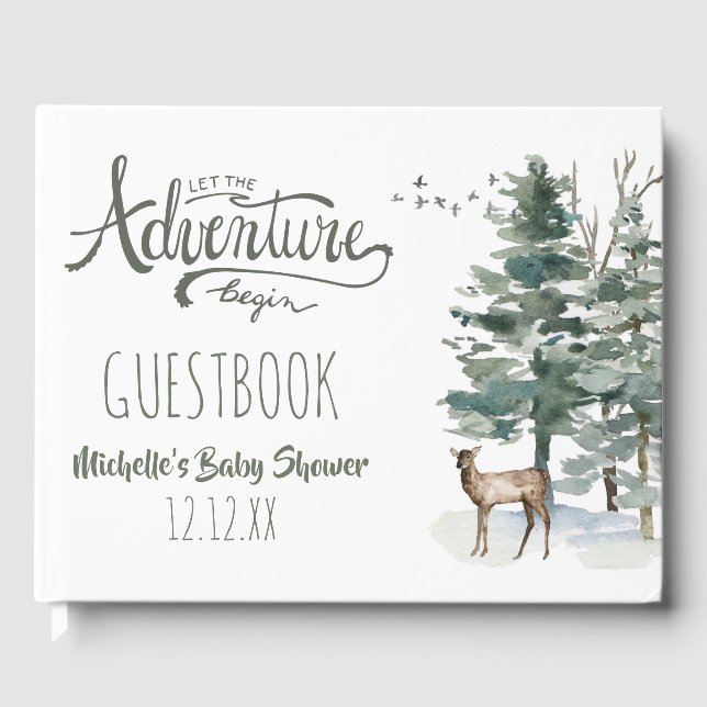 Forest Adventure Baby Shower Girl Guest Book (Front)