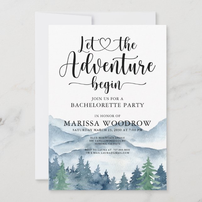 Forest Adventure Bachelorette Party  Invitation (Front)