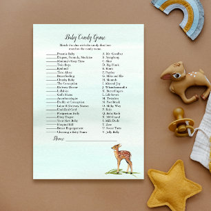 Forest Adventure Deers Baby Shower Candy Game Invitation