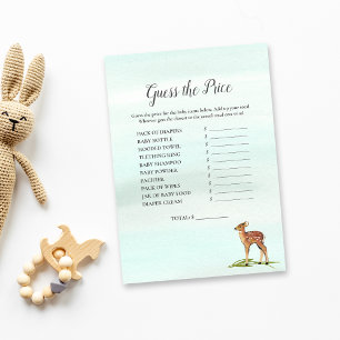 Forest Adventure Guess The Price Deers Baby Game Invitation