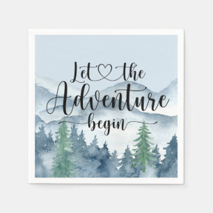 Forest Adventure Watercolor Mountains Baby Shower Napkin