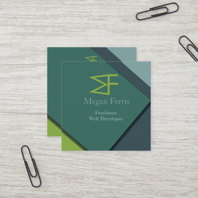 Forest and Moss Professional Square Business Card (Front/Back In Situ)