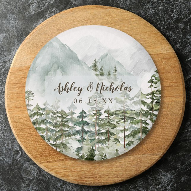 Forest and Mountain Nature Watercolor Magnet (Close up)