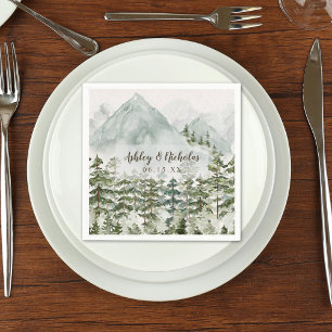 Forest and Mountain Nature Watercolor Napkin