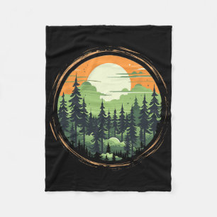 Forest And Nature Pine Tree Moon For Women Men Fleece Blanket