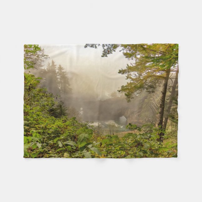 Forest and Ocean Landscape Fleece Blanket (Front (Horizontal))
