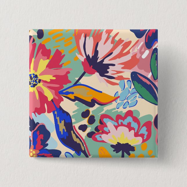 Forest and roses 2 inch square button (Front)