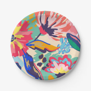 Forest and roses paper plate