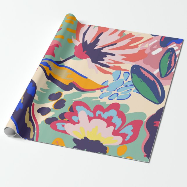 Forest and roses wrapping paper (Unrolled)