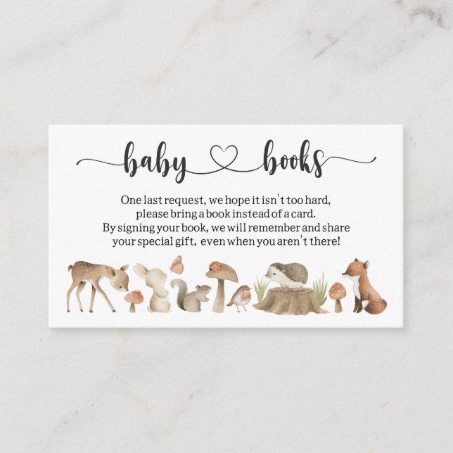 Forest Animal Baby Shower I Birthday Book request  Enclosure Card (Front)